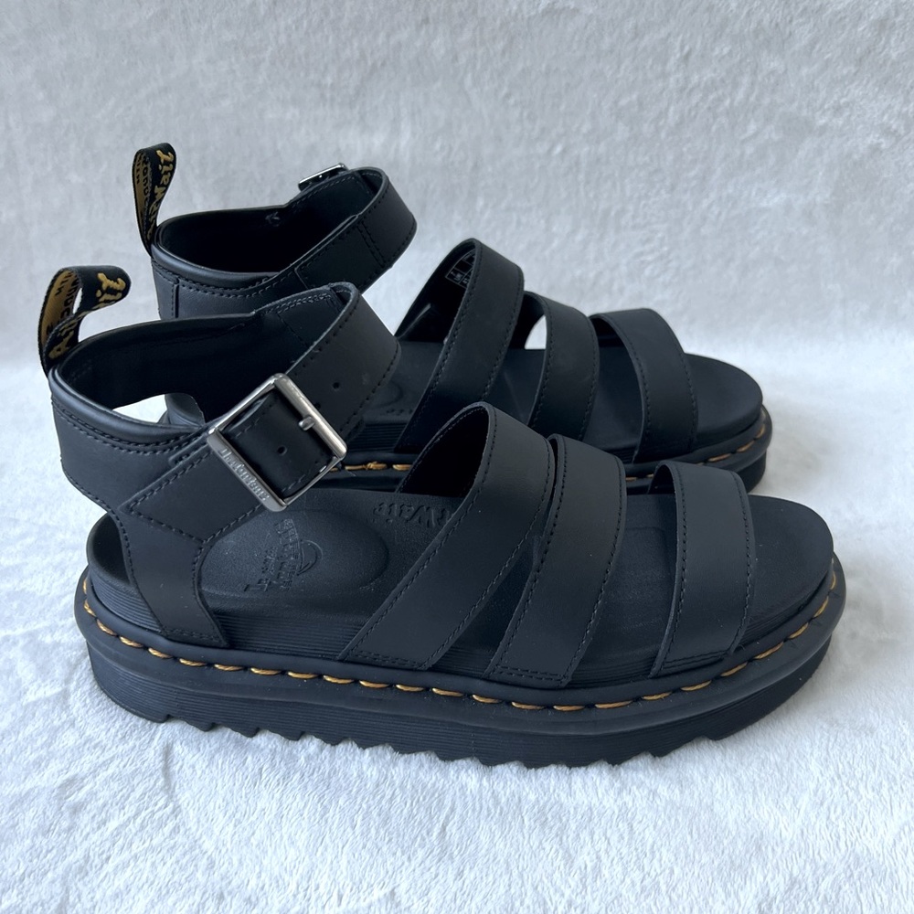 Dr. Martens Blaire Black Hydro Leather Strap Sandals US Women's 10 - Picture 4 of 7
